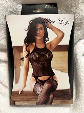 Killer Legs Women's Black Lace Bodystocking